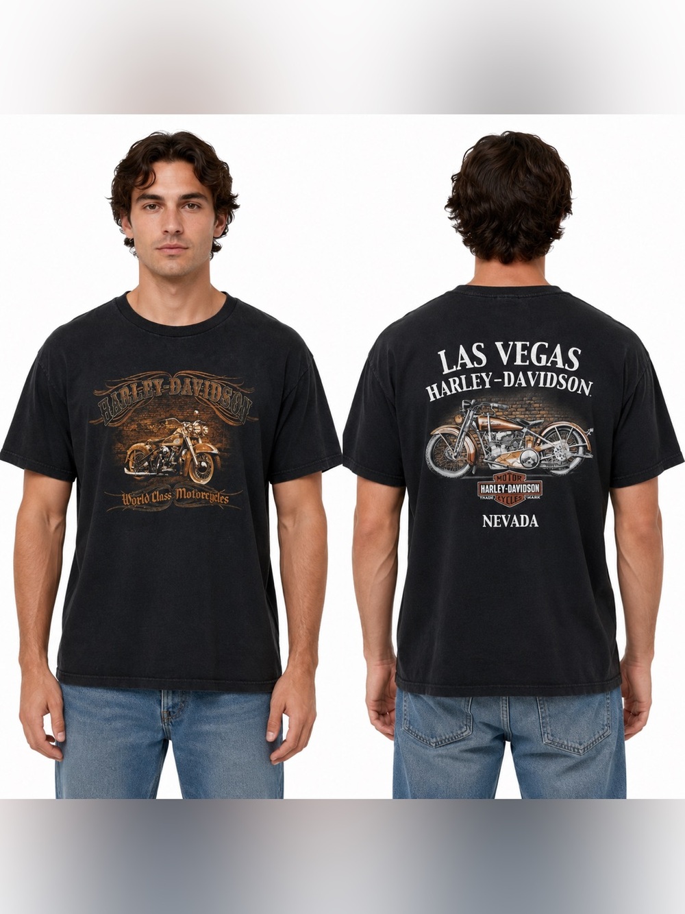 Vintage 90s Harley-Davidson Las Vegas Knucklehead T-Shirt Tee Men’s Large Black